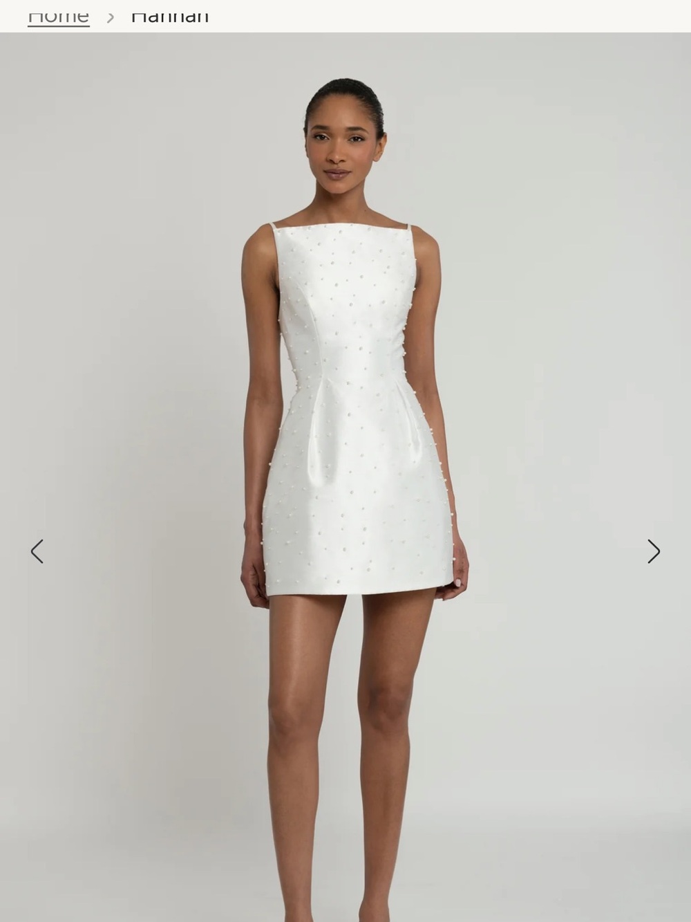 Jenny Yoo White Beaded Boatneck Mini Dress